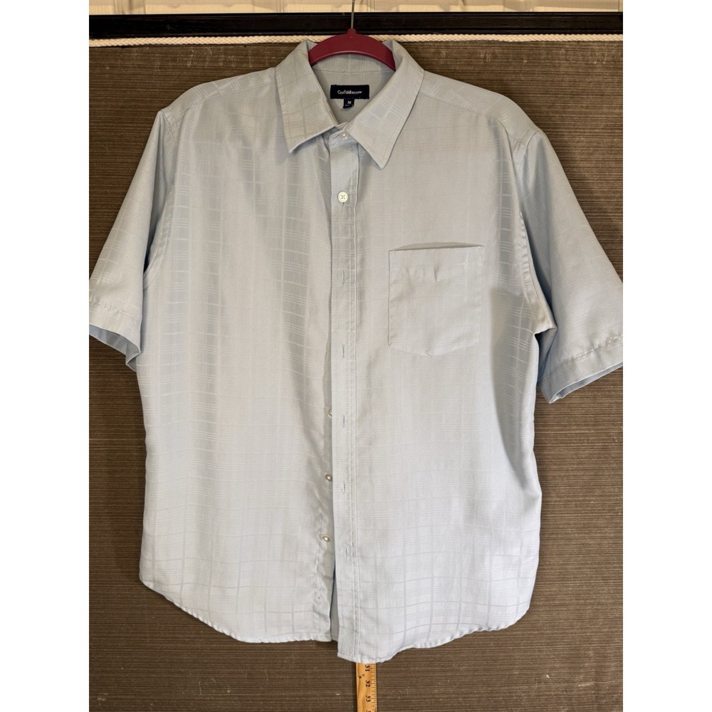 Croft & Barrow Vintage Men's Plaid Tone On Tome Print Button Up Shirt M Blue